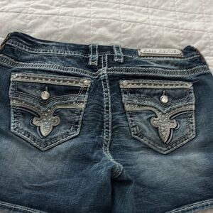 Rock Revival Blue Jeans with Decorative Stitching